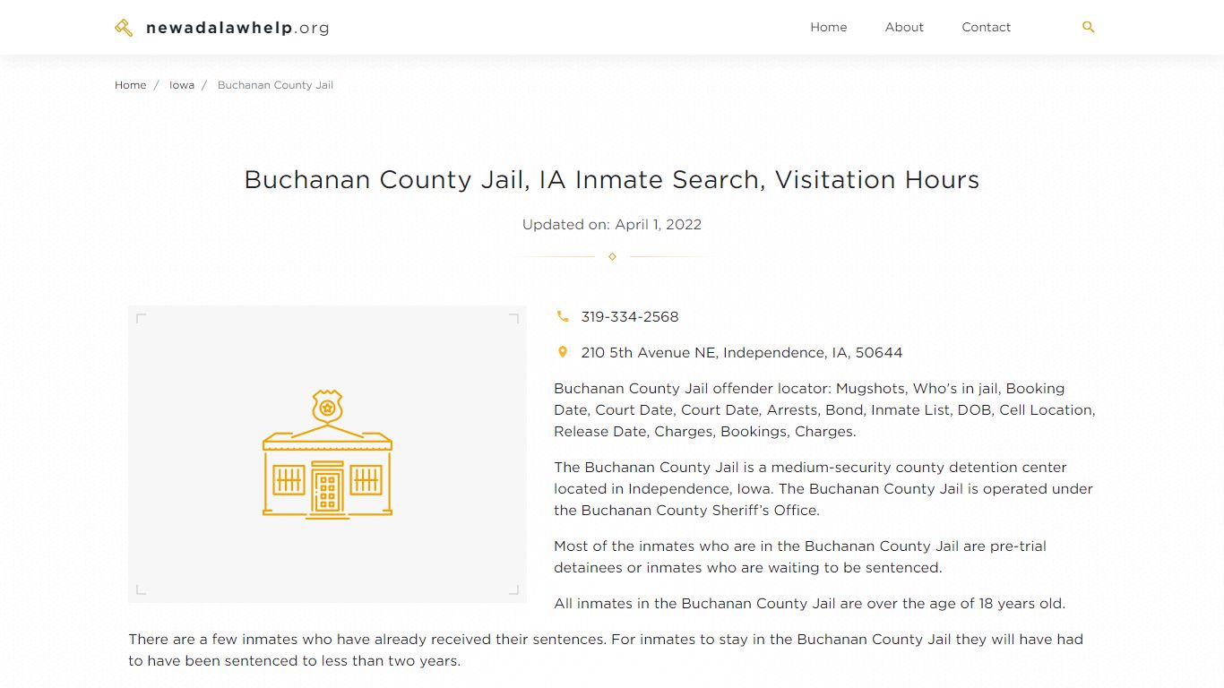 Buchanan County Jail, IA Inmate Search, Visitation Hours